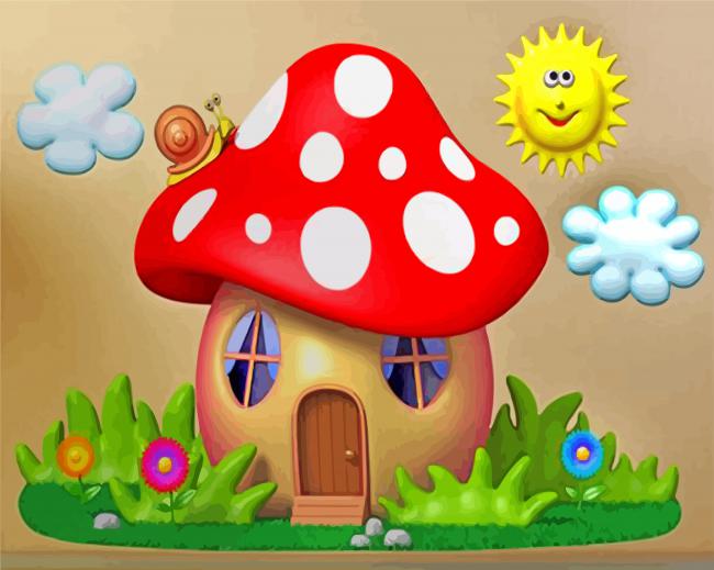 Mushroom House paint by number