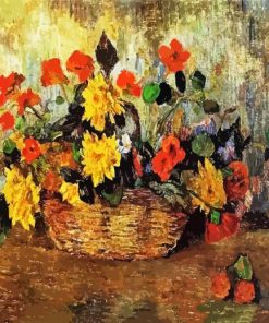 Nasturtiums Dahlias In A Basket Gauguin paint by numbers