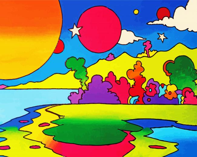 Peaceful Trippy Landscape paint by numbers