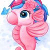 Cute Pink Baby Seahorse paint by numbers