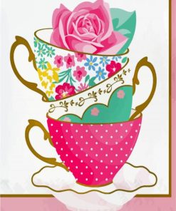 Aesthetic Pinky Tea Cups paint by numbers