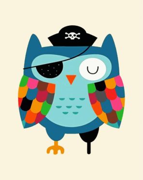 Adorable Blue Pirate Owl paint by numbers