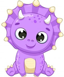 Cute Purple Baby Dinosaur paint by numbers