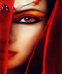 Red Eye Beautiful Girl paint by number