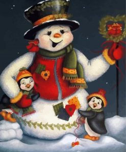Snow Man And Penguin paint by numbers