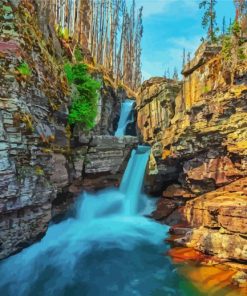 St Mary Falls Glacier National Park Montana paint by numbers