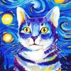 Starry Night Cat paint by number