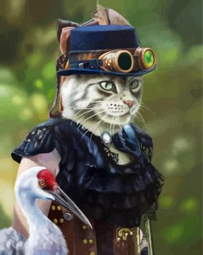 Aesthetic Steampunk Cat paint by numbers
