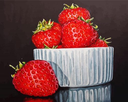 Strawberries Fruit Illustration paint by numbers