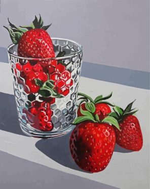 Strawberry In Glass Cup paint y numbers