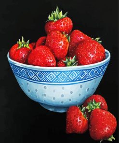 Strawberry In A Blue Bowl paint by numbers