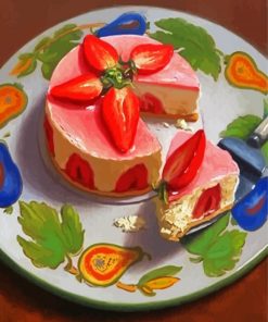 Delicious Strawberry Cake paint by numbers