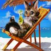 Cat Enjoying Summer At The Beach paint by numbers
