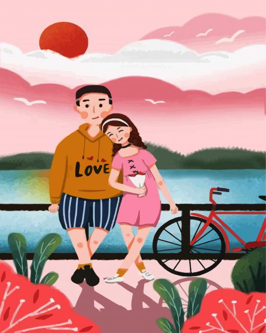 Cute Couple Sunday Date paint by numbers