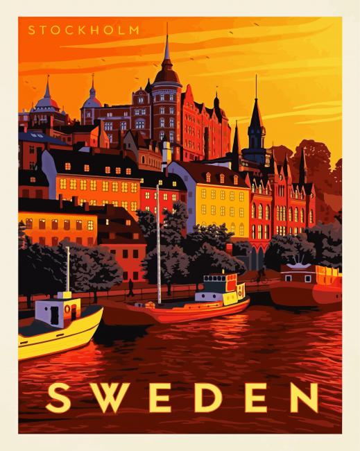 Sweden Poster Art paint by numbers