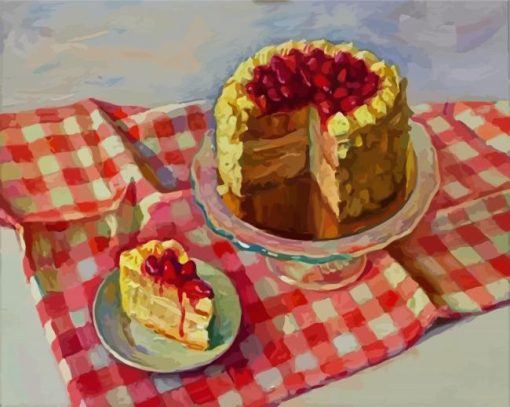 Tasty Strawberry Layers Cake paint by numbers
