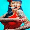 Tattooed Girl With Red Dress paint by numbers