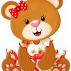 Cute Teddy Bear Wearing Dress paint by numbers