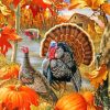 Turkey Bird With Pumpkins paint by numbers