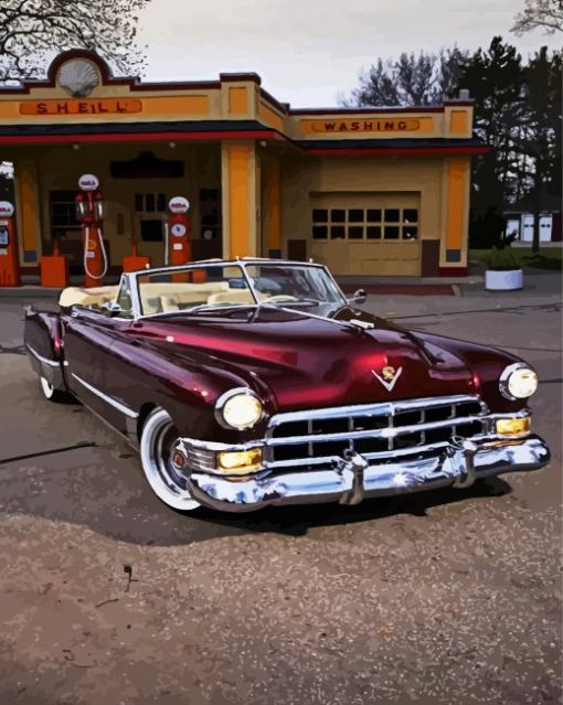 Classic Red Cadillac Car paint by numbers