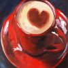 Aesthetic Red Cup Of Coffee With Heart paint by numbers