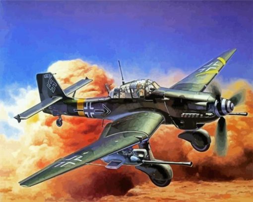 War Stuka Plane paint by numbers