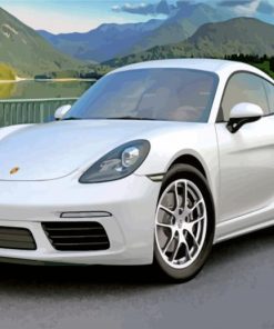 Aesthetic White Cayman Porsche paint by numbers