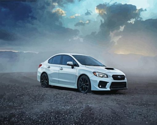 White Subaru WRX Car paint by numbers