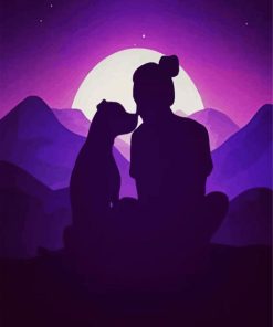 Dog And The Owner Silhouette paint by numbers