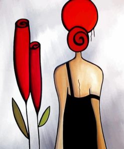 Woman And Red Flower paint by numbers