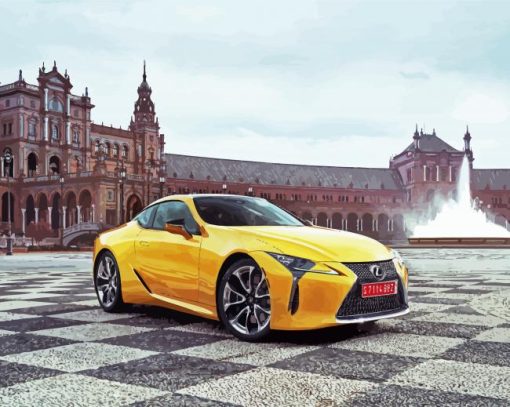 Yellow Lexus Car paint by numbers