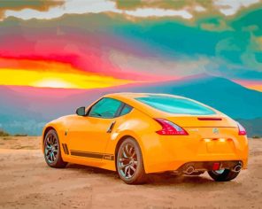 Yellow Coupe Car Nissan paint by numbers