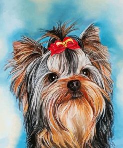 Cute Yorkie Puppy Animal paint by numbers