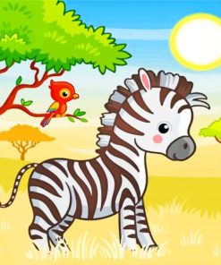 Cute Zebra And Bird paint by numbers