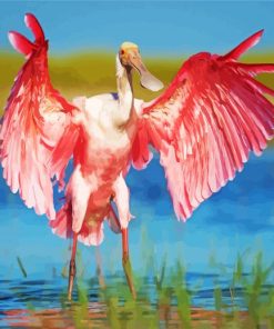 Spoonbill Pink Bird paint by numbers