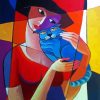 Cubist Woman And A Cat paint by number