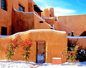 Adobe House And Snow paint by numbers