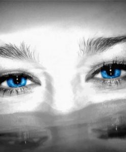 Black And White Blue Girl Eyes paint by numbers