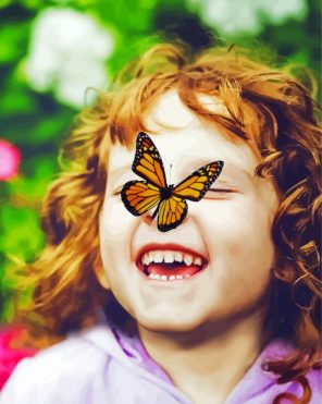 Butterfly With Little Girl paint by numbers