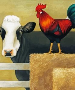 Cow And Rooster Art paint by numbers