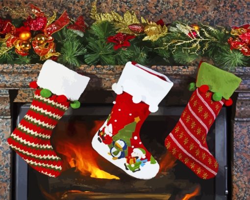 Decoration Christmas Stockings paint by numbers
