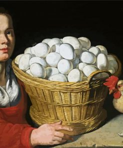 Girl With Basket Of Chicken Eggs paint by numbers