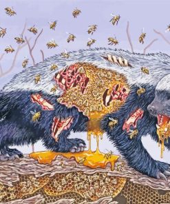 Honey Badger And Bees Art paint by numbers
