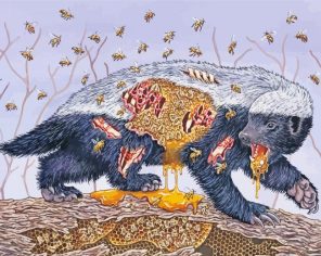 Honey Badger And Bees Art paint by numbers