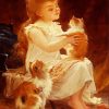 Little Girl And Kittens paint by numbers