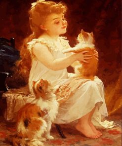 Little Girl And Kittens paint by numbers