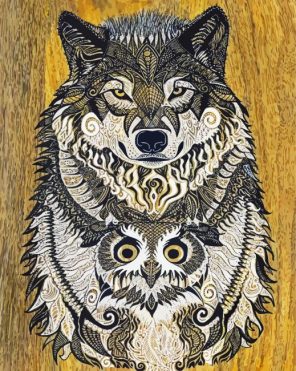 Mandala Owl And Wolf paint by numbers