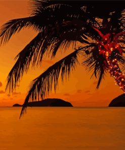 Palm Trees Christmas Art Sunset paint by numbers