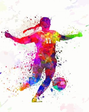 Abstract Girl Playing Soccer paint by numbers