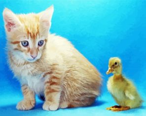Adorable Duck And Cat paint by numbers